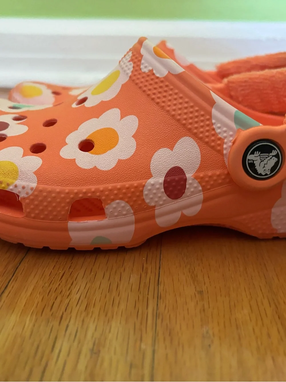 Kids Orange Floral Crocs Size 1